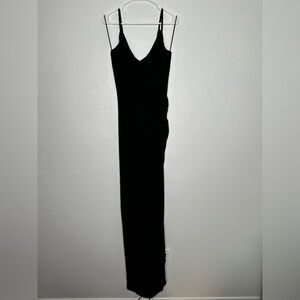 NWT Vici Exclusive X Fate Black Maxi Dress Cowl Neck Ruched Side Size Small